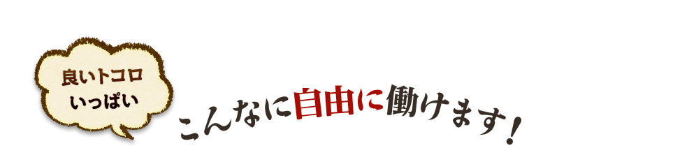 こんなに自由に働けます！